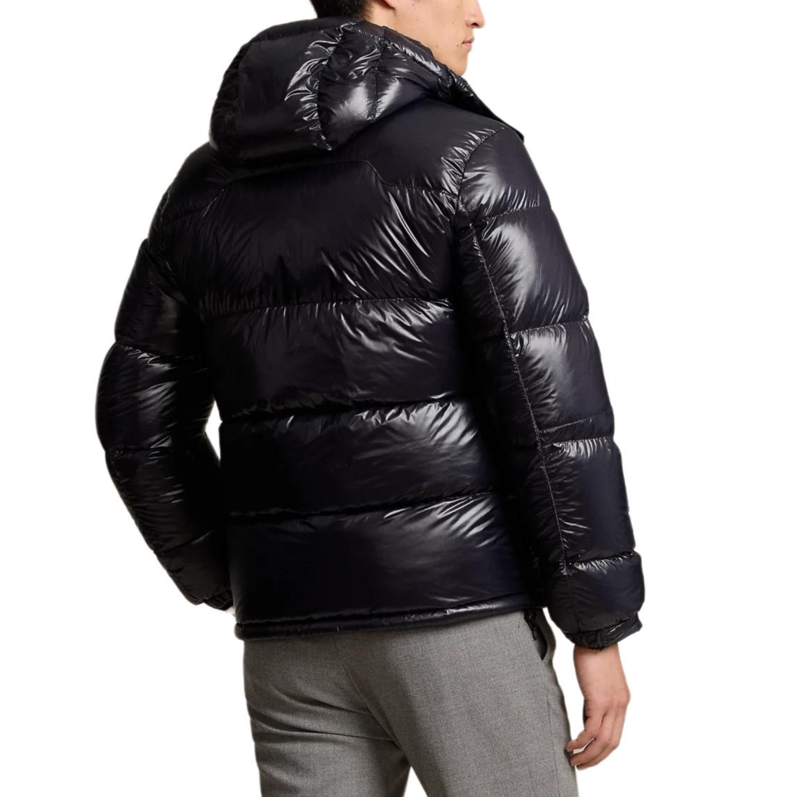 Shop ポロ ラルフローレン スモールポニー 刺繍 シャイニー パファージャケット ブラック MNPOOTW16021456-001