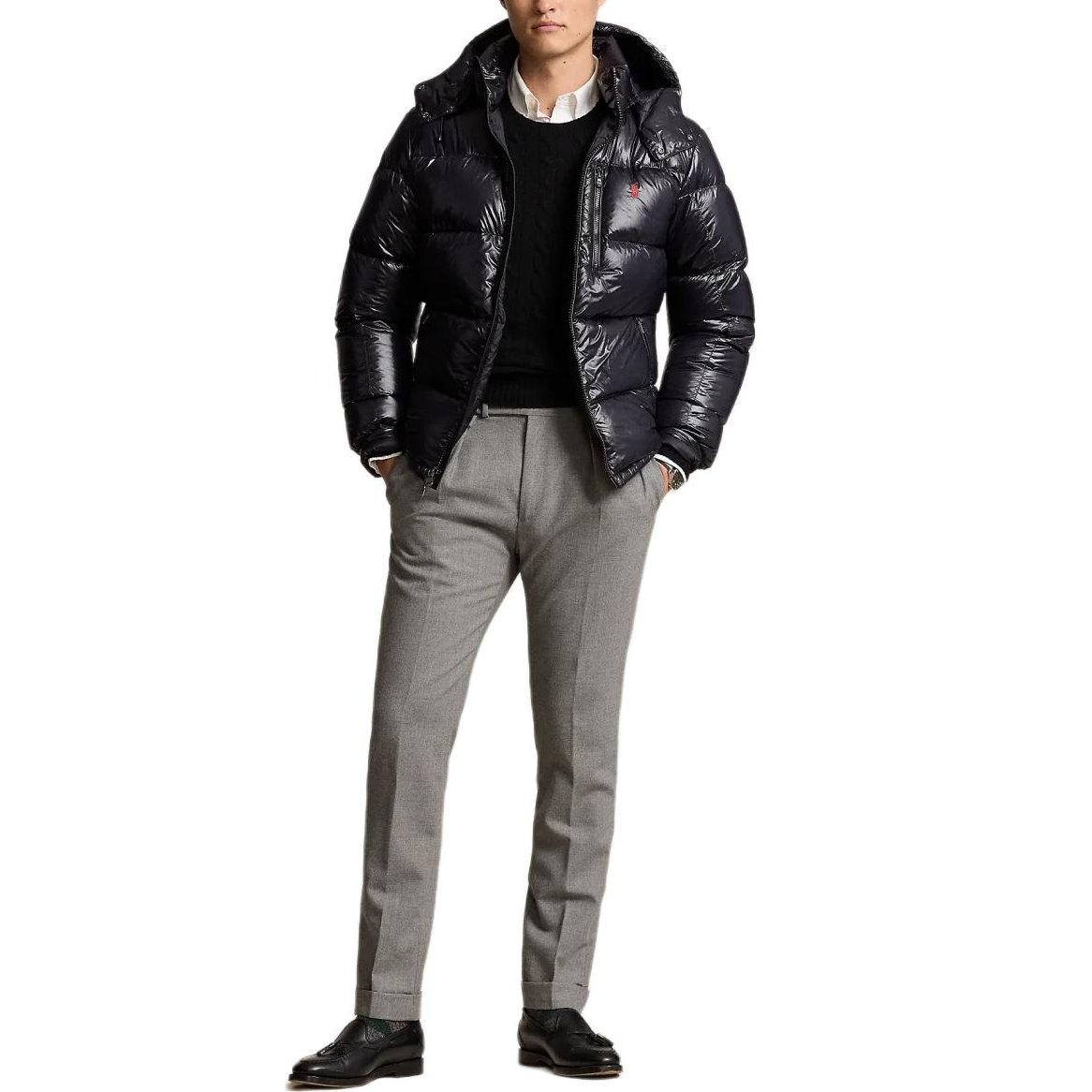 Purchase ポロ ラルフローレン スモールポニー 刺繍 シャイニー パファージャケット ブラック MNPOOTW16021456-001