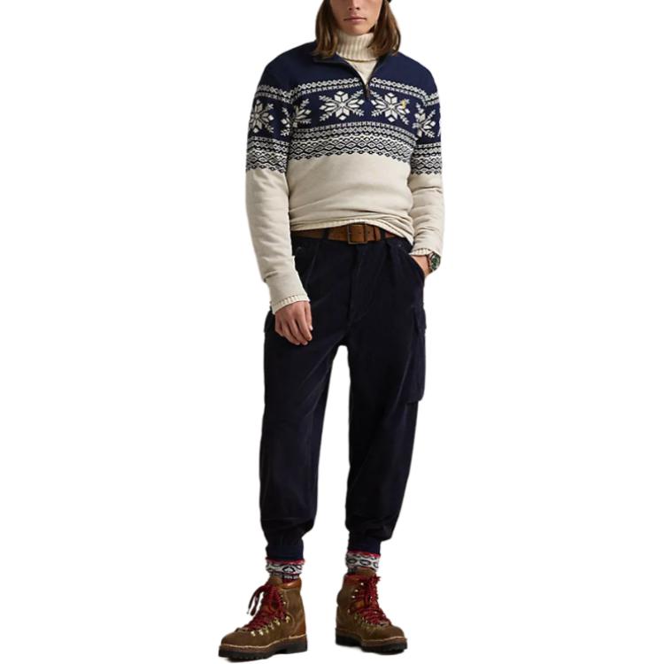 Lookbook Polo Ralph Lauren 雪花图案半拉链高领针织毛衣 蓝色 100033169