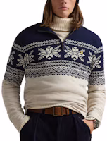 Shop Polo Ralph Lauren Snowflake Mock Neck Half-Zip Knit Sweater Blue 100033169