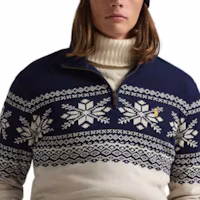Sizing Polo Ralph Lauren Snowflake Mock Neck Half-Zip Knit Sweater Blue 100033169