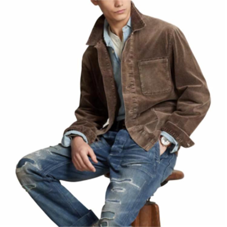 Purchase 폴로 랄프로렌 브라운 솔리드 남성 버튼업 긴팔 재킷 710951565-001