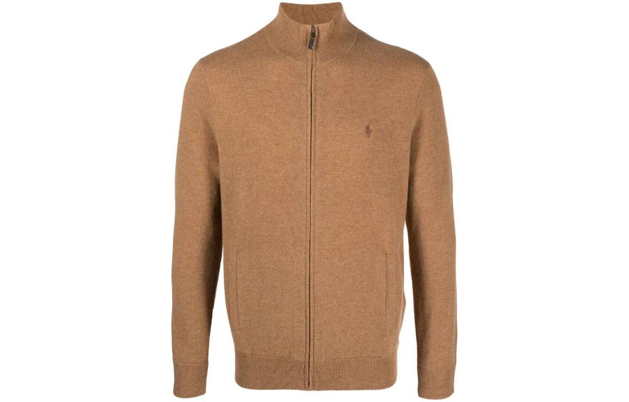 Polo Ralph Lauren Solid Brown Zip-Up Stand Collar Jacket for Men 710876719-004