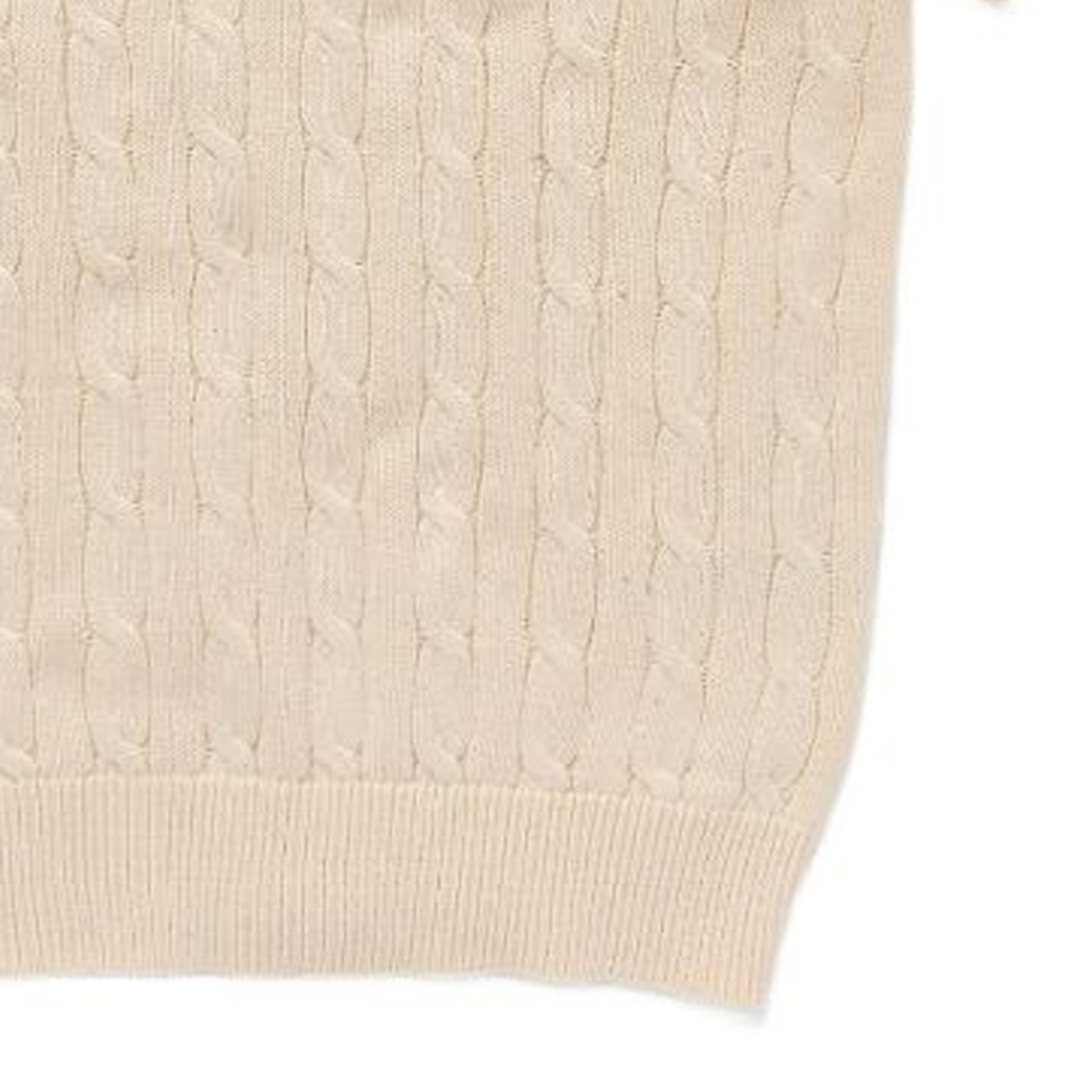 Sizing 폴로 랄프로렌 케이블 니트 로고 자수 반팔 스웨터 베이지 남성용 710917050-003