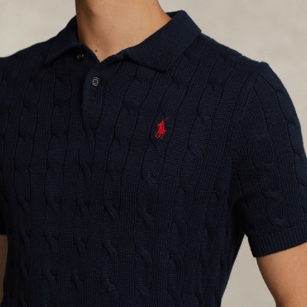 Details for Polo Ralph Lauren 經典刺繡小馬深藍色電繡針織短袖POLO衫 T恤 MNPOSWE1N820014-400