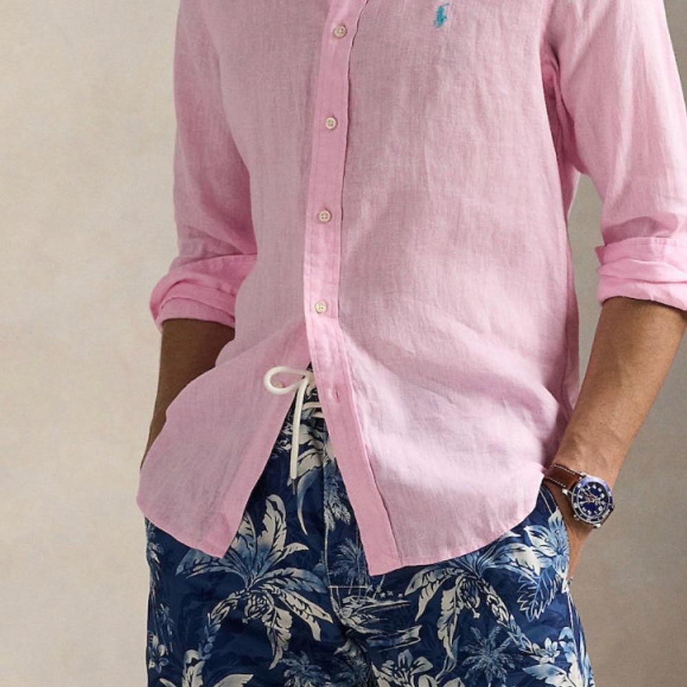 Details for Polo Ralph Lauren 純色粉色長袖襯衫 710967632-006