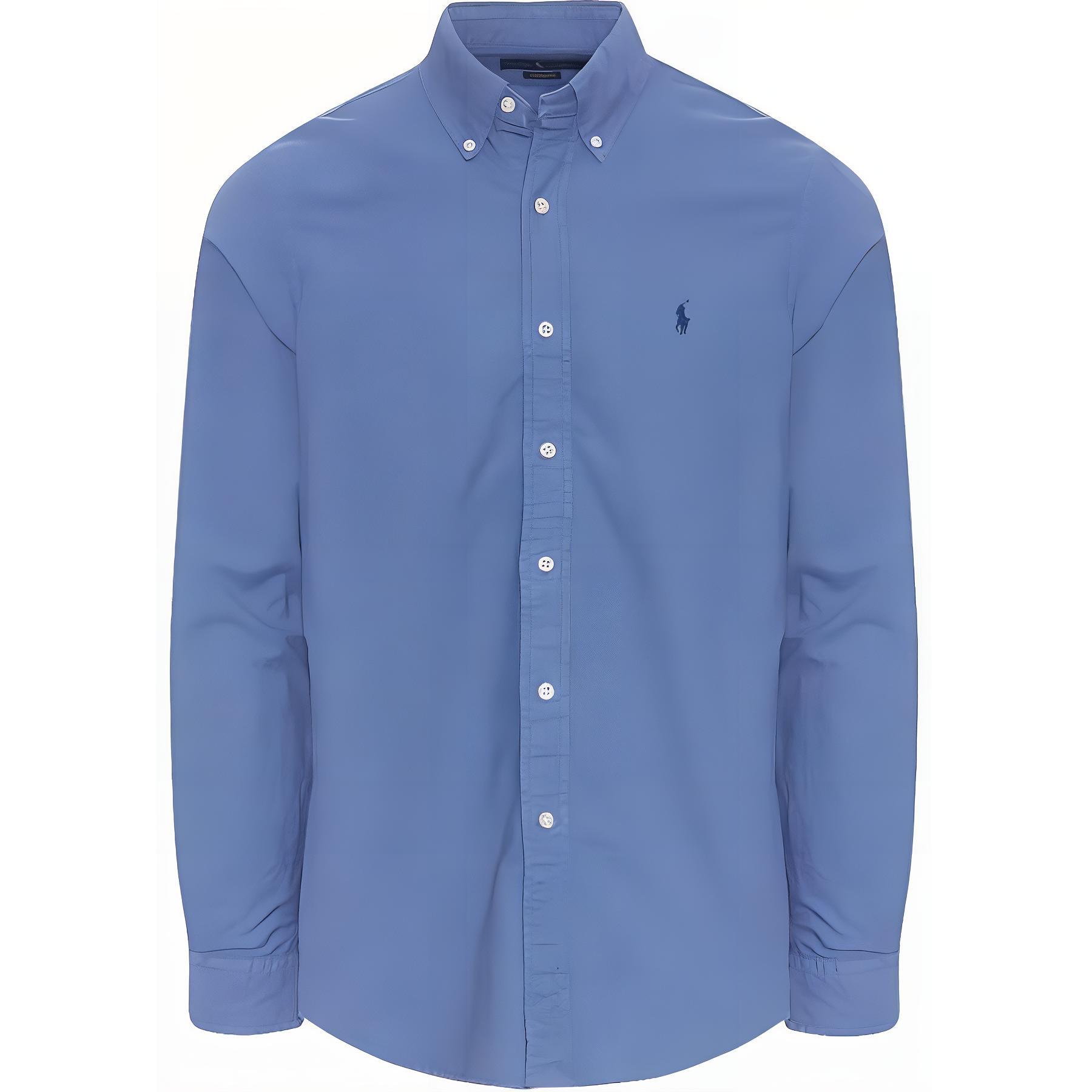 Polo Ralph Lauren Solid Color Embroidered Pony Long Sleeve Shirt Blue Men’s 710852165-003 圖 2