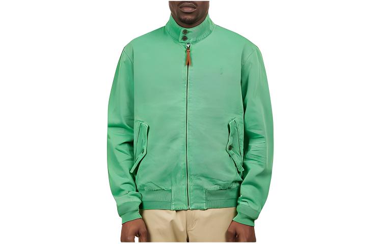 Polo Ralph Lauren Solid Color Zip-Up Jacket Green  Long Sleeve Outerwear. 710928484-003