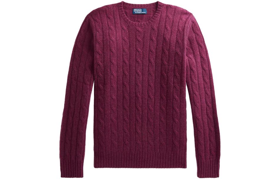 Polo Ralph Lauren Solid Crewneck Cashmere Sweater  Purple Red Long Sleeve MNPOSWE16820770-500