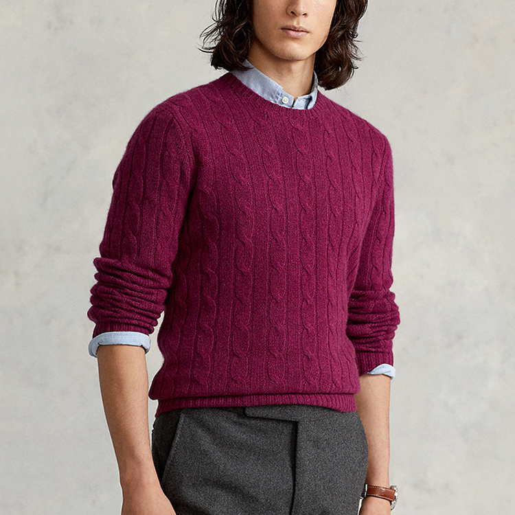 Polo Ralph Lauren Solid Crewneck Cashmere Sweater  Purple Red Long Sleeve MNPOSWE16820770-500 圖 4