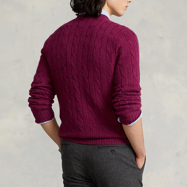 Polo Ralph Lauren Solid Crewneck Cashmere Sweater  Purple Red Long Sleeve MNPOSWE16820770-500 圖 5