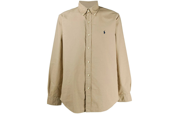 Polo Ralph Lauren Solid Embroidered Logo Long Sleeve Shirt Khaki Men’s. 710805564-005 圖 2