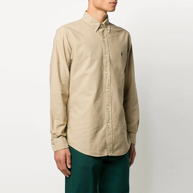 Polo Ralph Lauren Solid Embroidered Logo Long Sleeve Shirt Khaki Men’s. 710805564-005 圖 4