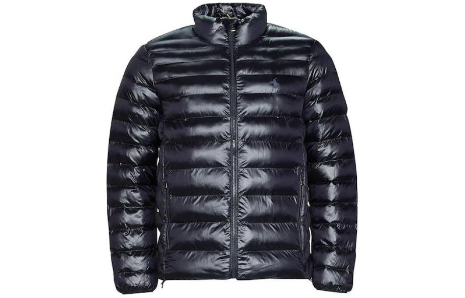 Polo Ralph Lauren Solid Glossy Zip-Up Cotton Jacket Navy Blue Men’s Long Sleeve 710877572-001