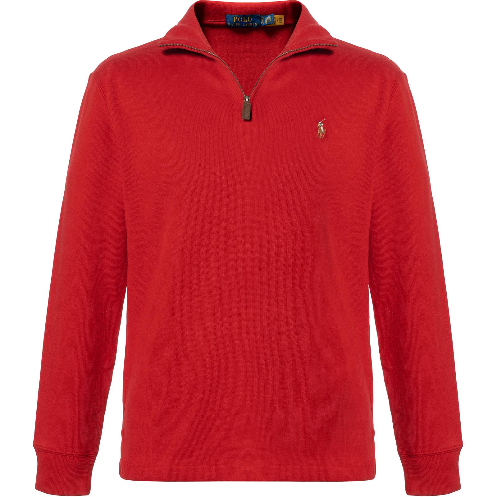 Polo Ralph Lauren Solid Half-Zip Logo Embroidery Sweatshirt Red Mens. 710857073-018