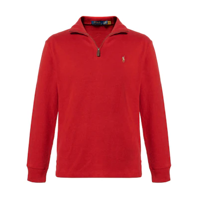 Polo Ralph Lauren Solid Half-Zip Logo Embroidery Sweatshirt Red Mens. 710857073-018