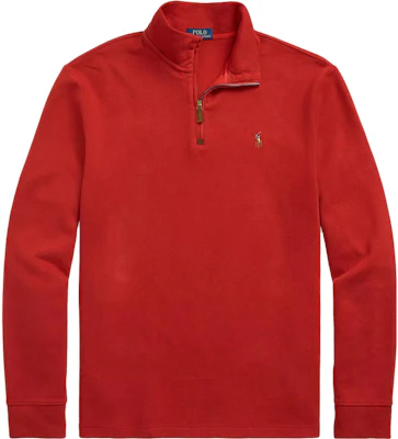 폴로 랄프 로렌 로고 자수 하프 집업 스웻셔츠 레드 남성용. 710857073-018 Order 폴로 랄프 로렌 로고 자수 하프 집업 스웻셔츠 레드 남성용. 710857073-018