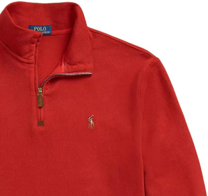 폴로 랄프 로렌 로고 자수 하프 집업 스웻셔츠 레드 남성용. 710857073-018 Purchase 폴로 랄프 로렌 로고 자수 하프 집업 스웻셔츠 레드 남성용. 710857073-018
