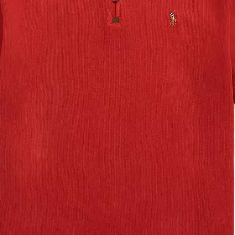 Details for 폴로 랄프 로렌 로고 자수 하프 집업 스웻셔츠 레드 남성용. 710857073-018