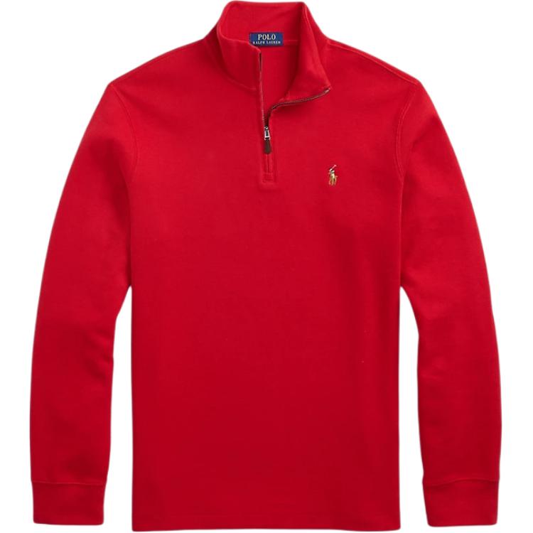 Order Polo Ralph Lauren Solid Half-Zip Lengan Panjang Sweatshirt Merah 710877001-013