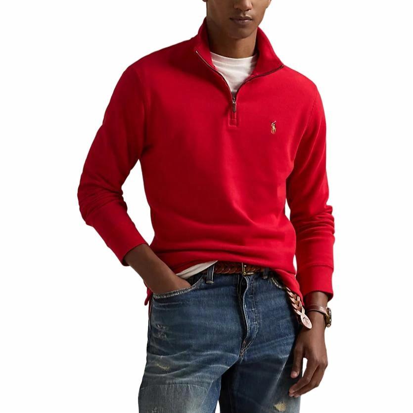 Purchase Polo Ralph Lauren Solid Half-Zip Lengan Panjang Sweatshirt Merah 710877001-013