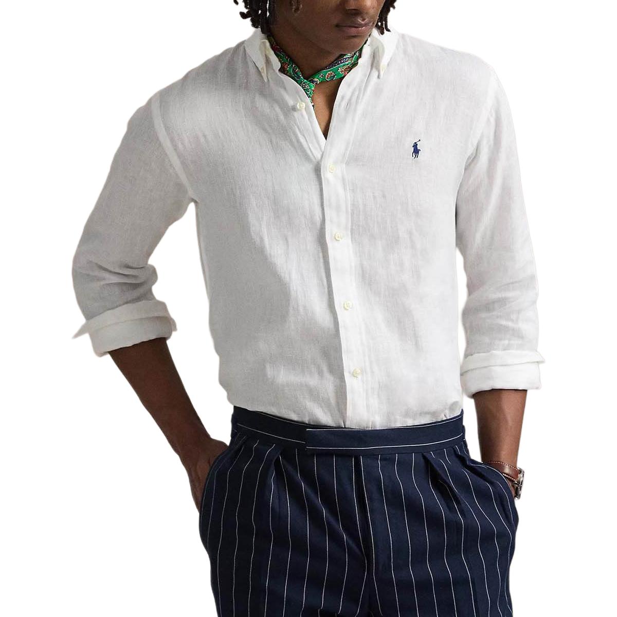 Polo Ralph Lauren Solid Logo Button-Up Long-Sleeve Shirt White Men’s 710966294003 圖 5