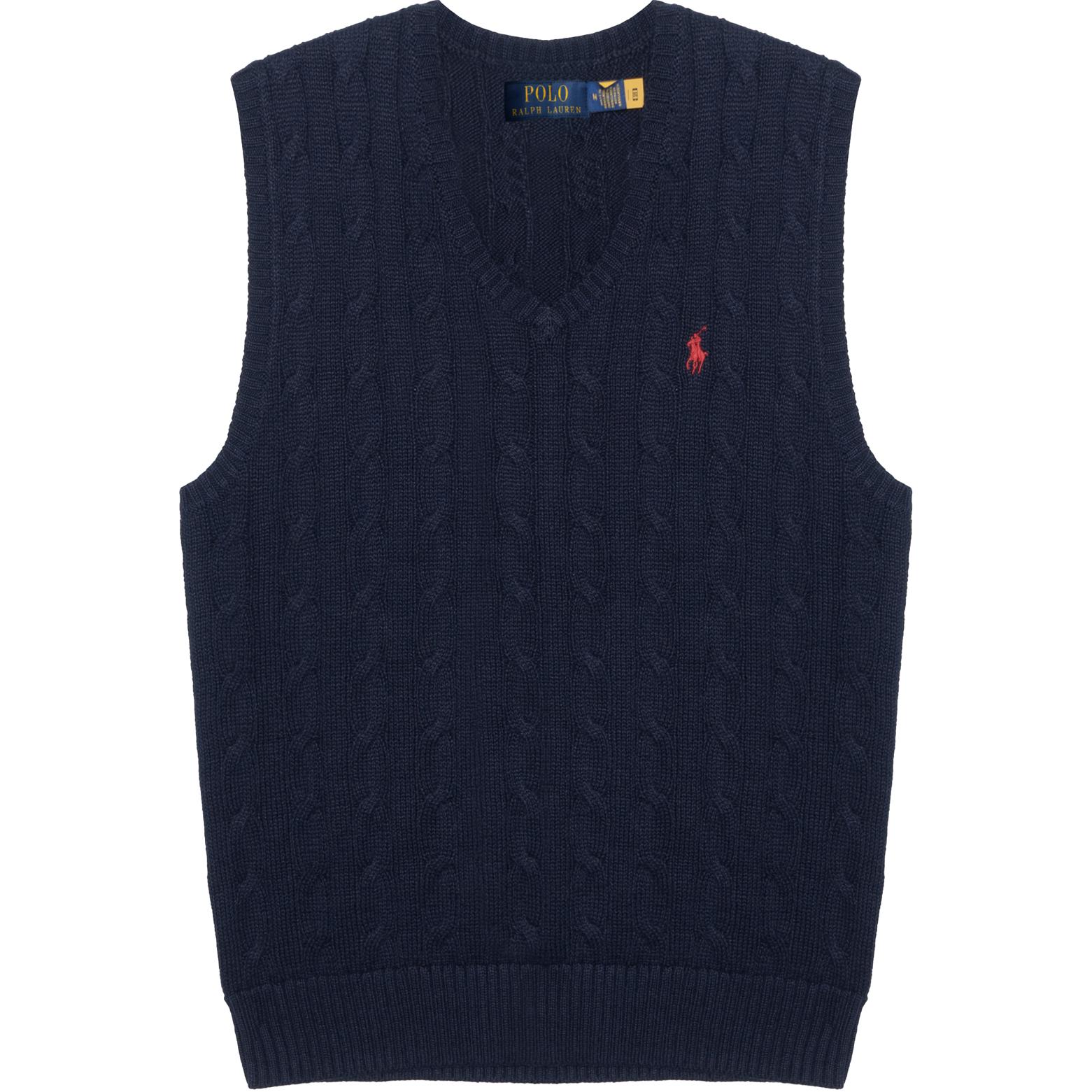 Polo Ralph Lauren Solid Logo Cable Knit V-Neck Vest Men’s Blue 710766173-005