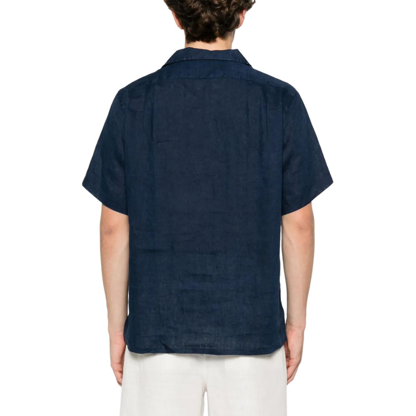 Polo Ralph Lauren Solid Logo Cuban Collar Loose Short Sleeve Shirt Navy Blue Mens. 710966421-001 圖 4