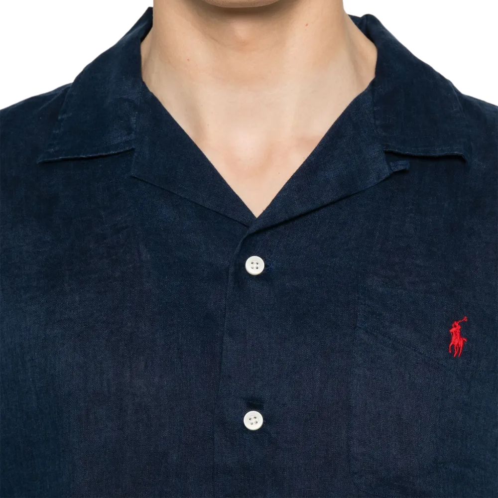 Polo Ralph Lauren Solid Logo Cuban Collar Loose Short Sleeve Shirt Navy Blue Mens. 710966421-001 圖 6