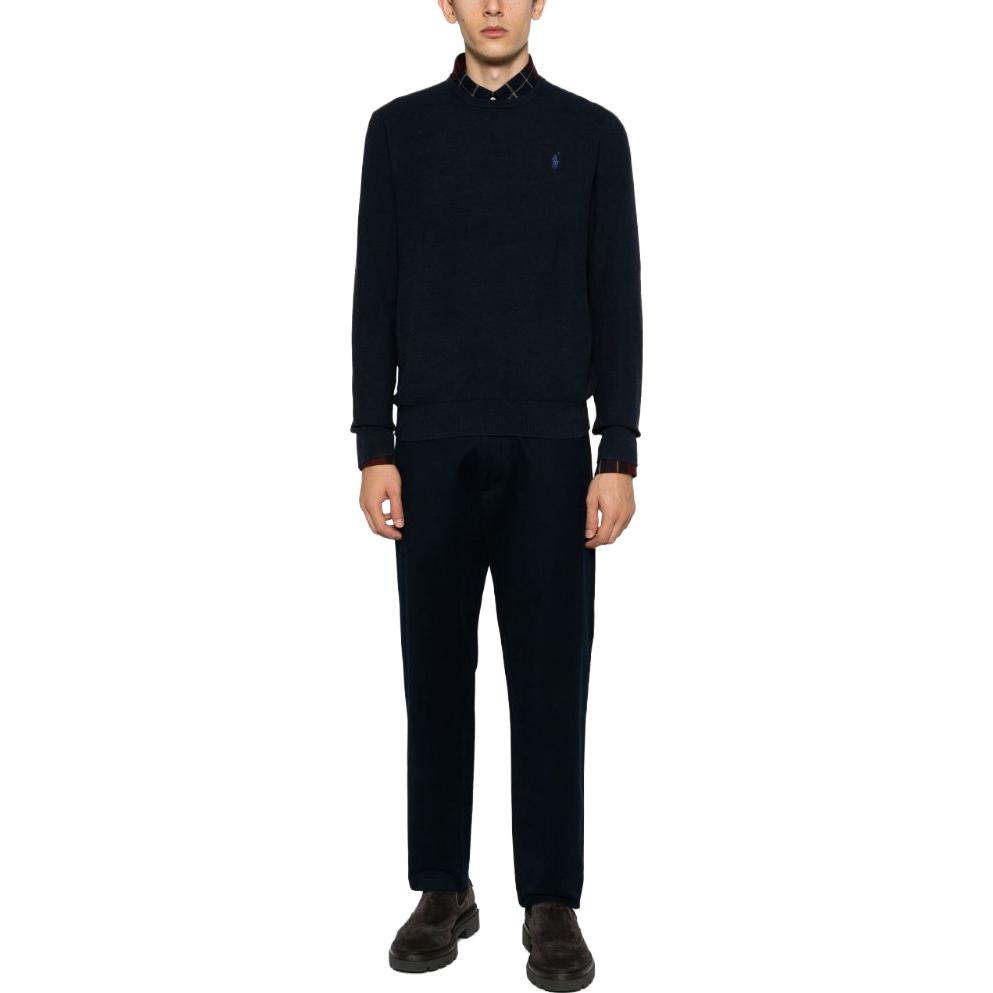 Polo Ralph Lauren Solid Logo Embroidered Crewneck Knit Sweater  Navy Blue 71098163-001 圖 3