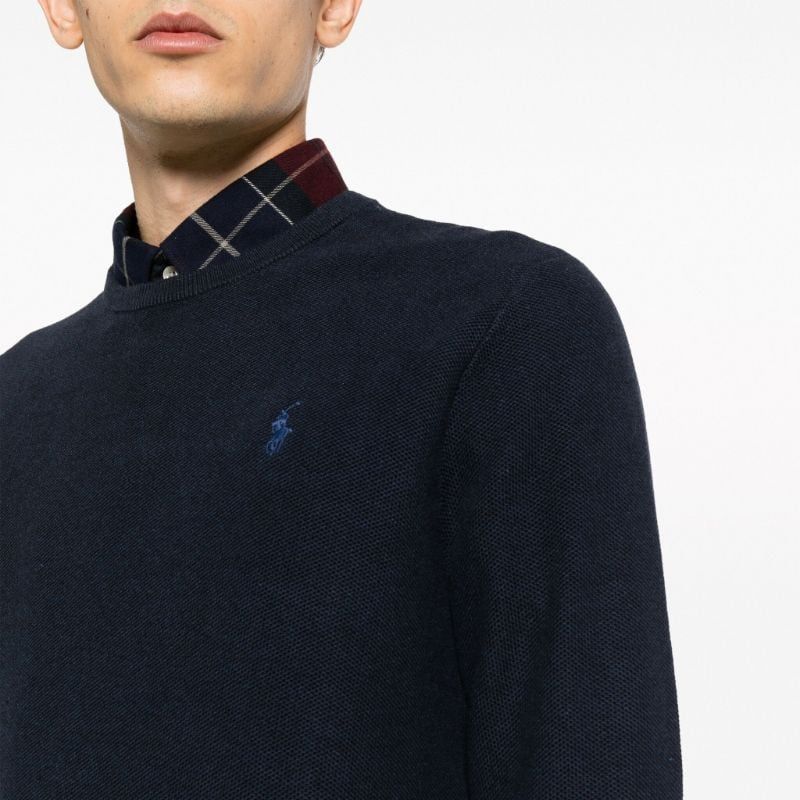 Polo Ralph Lauren Solid Logo Embroidered Crewneck Knit Sweater  Navy Blue 71098163-001 圖 6