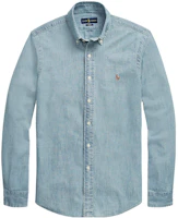 Polo Ralph Lauren Solid Logo Embroidered Long Sleeve Shirt Blue for Men 710776164-001 Polo Ralph Lauren Solid Logo Embroidered Long Sleeve Shirt Blue for Men 710776164-001
