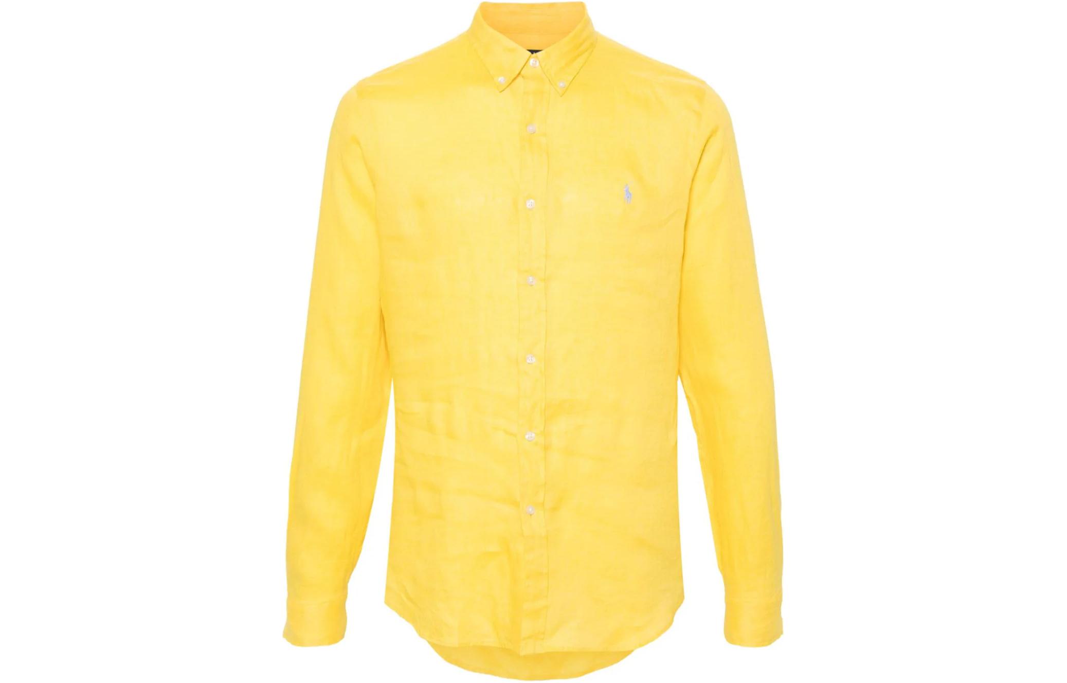 Order Camisa Polo Ralph Lauren Logo Bordado de Manga Larga Amarilla. 710829443-030