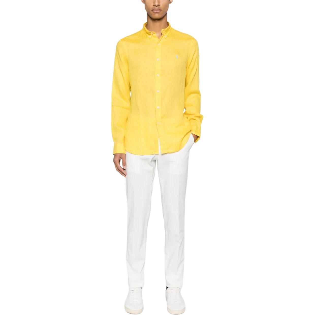 Lookbook Camisa Polo Ralph Lauren Logo Bordado de Manga Larga Amarilla. 710829443-030