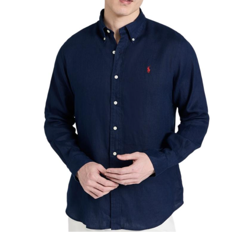 Polo Ralph Lauren Solid Logo Embroidered Long Sleeve Shirt Navy Blue MNPOWOV16824139-410 圖 4