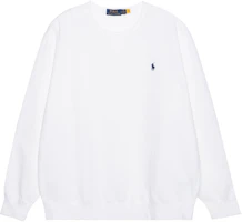 Order Polo Ralph Lauren Solid Logo Embroidered Pullover Crewneck Sweatshirt White. 710766772-009
