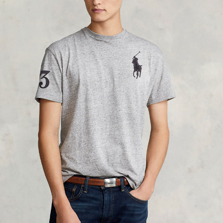 Shop ポロ ラルフローレン メンズ ロゴ刺繍 グレー 半袖 Tシャツ 710697554-040