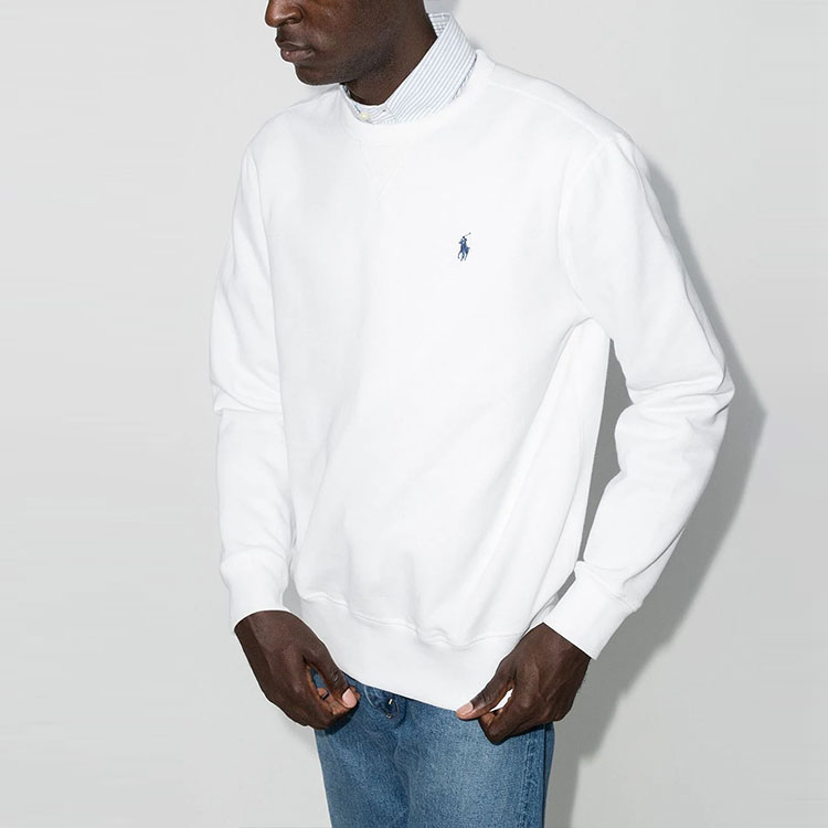 Shop Polo Ralph Lauren Solid Logo Bordir Sweater Crewneck Putih. 710766772-009