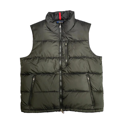 Polo Ralph Lauren Solid Logo Embroidered Sleeveless Down Vest Black Mens. 710735163-003