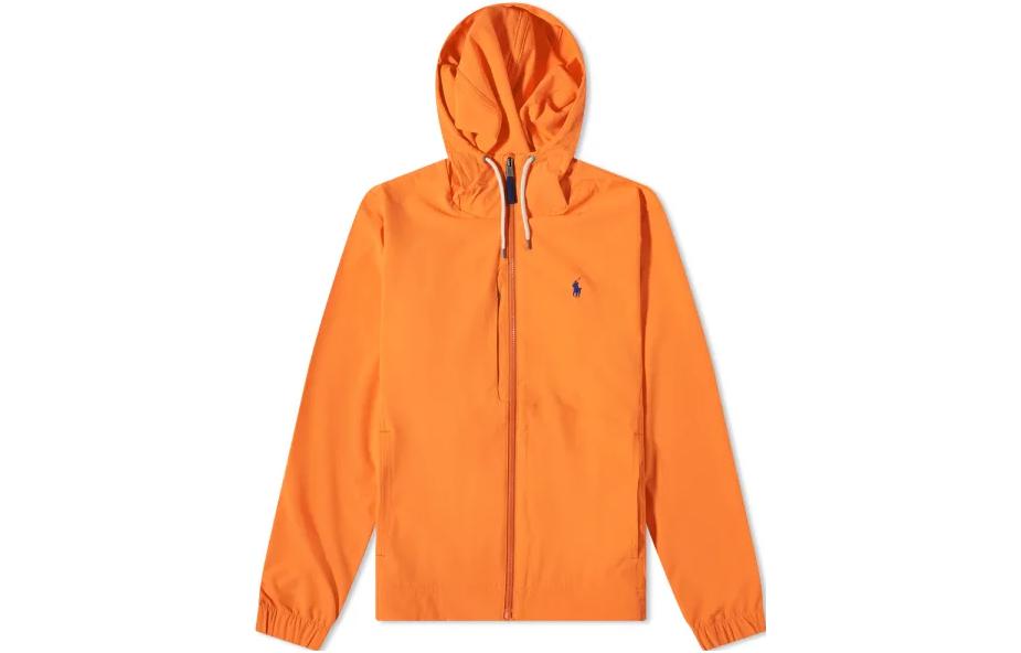 Polo Ralph Lauren Solid Logo Embroidered Zip Hoodie Jacket Orange -  710856289-004
