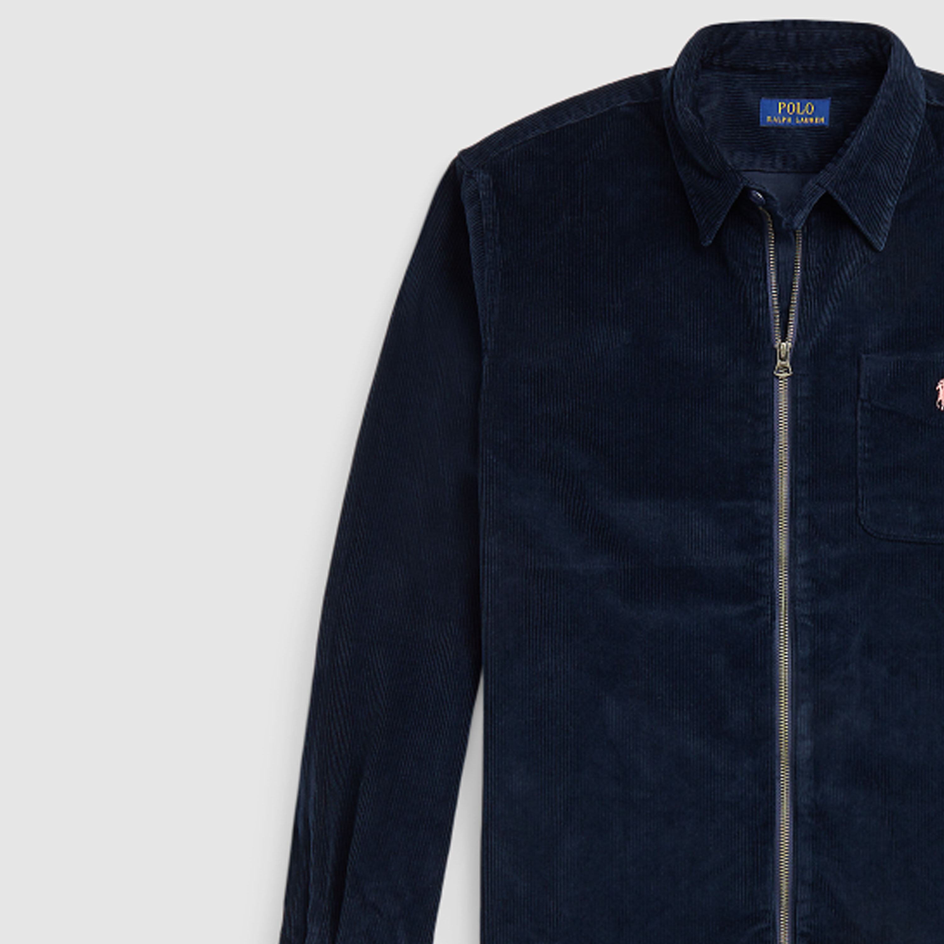 Shop Polo Ralph Lauren Solid Logo Embroidered Zip Jacket  Navy Blue. MNPOWOV16821730-001