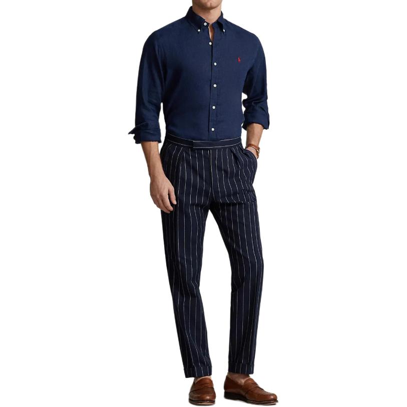 Lookbook Polo Ralph Lauren Solid Logo Long Sleeve Shirt Navy Blue (). 710794141-002