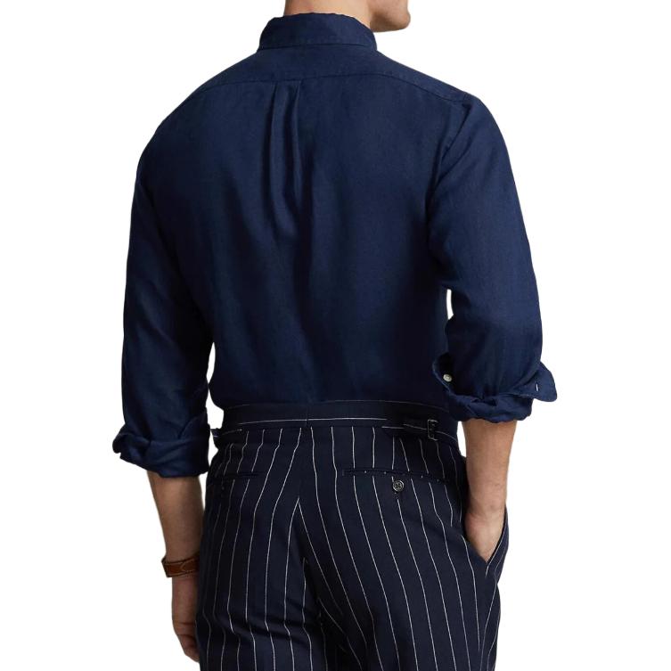 Details for Polo Ralph Lauren Solid Logo Long Sleeve Shirt Navy Blue (). 710794141-002