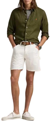 Polo Ralph Lauren Solid Logo Olive Green Long Sleeve Loose Fit Shirt for Men. 710791449033 Lookbook Polo Ralph Lauren Solid Logo Olive Green Long Sleeve Loose Fit Shirt for Men. 710791449033