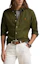 Shop Polo Ralph Lauren Solid Logo Olive Green Long Sleeve Loose Fit Shirt for Men. 710791449033
