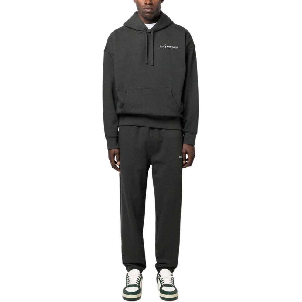 Lookbook 폴로 랄프로렌 로고 프린트 드로스트링 캐주얼 바지 남성 블랙. 710917906-003