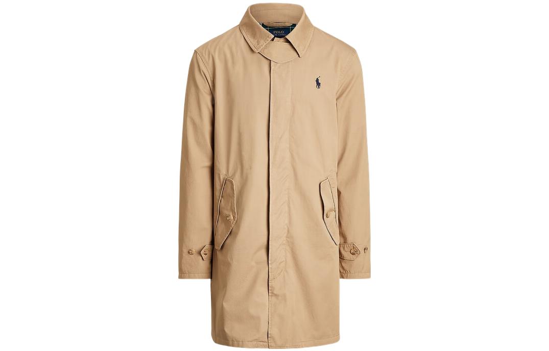 Polo Ralph Lauren Solid Logo Print Long-Sleeve Trench Coat Camel Brown Men’s. MNPOOTW16020939-260