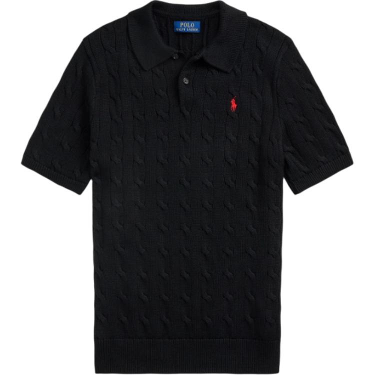 Polo Ralph Lauren Solid Logo Short Sleeve Knit Shirt  Black MNPOSWE1N820053-BLACK