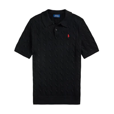 Polo Ralph Lauren Solid Logo Short Sleeve Knit Shirt Black MNPOSWE1N820053-BLACK