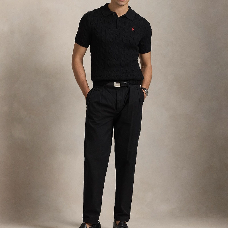 Polo Ralph Lauren Solid Logo Short Sleeve Knit Shirt  Black MNPOSWE1N820053-BLACK 圖 5